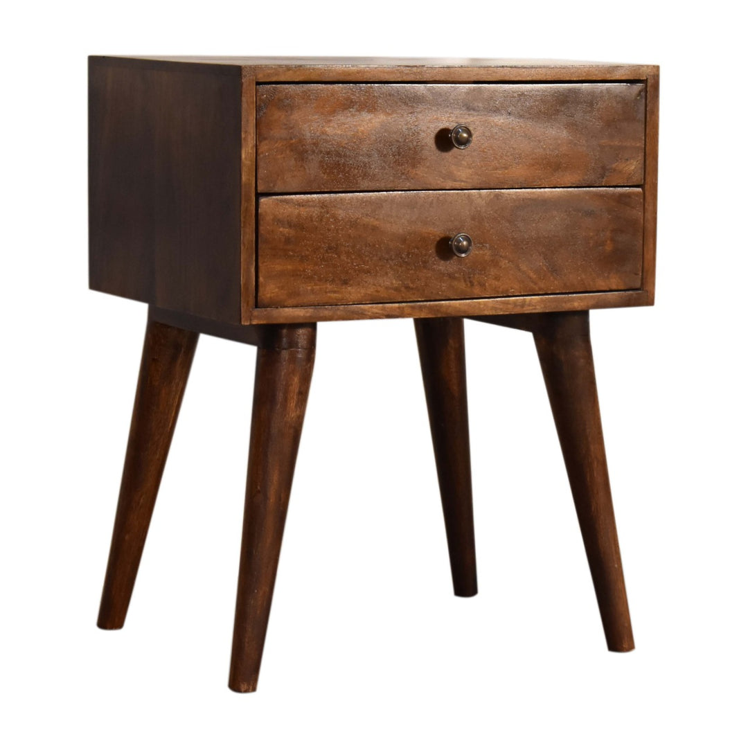 Artisan Furniture Modern Mango Wood Nightstand Chestnut Finish IN1569