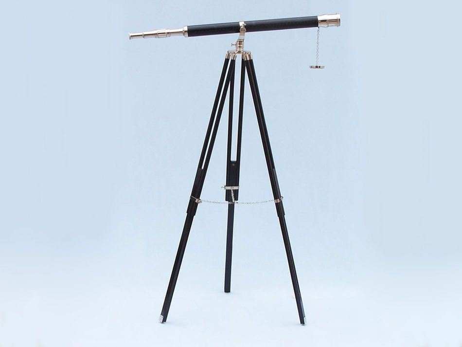 15x Power  65" Chrome/Leather Galileo Standing Telescope