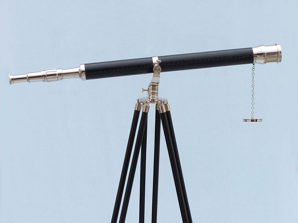 15x Power  65" Chrome/Leather Galileo Standing Telescope