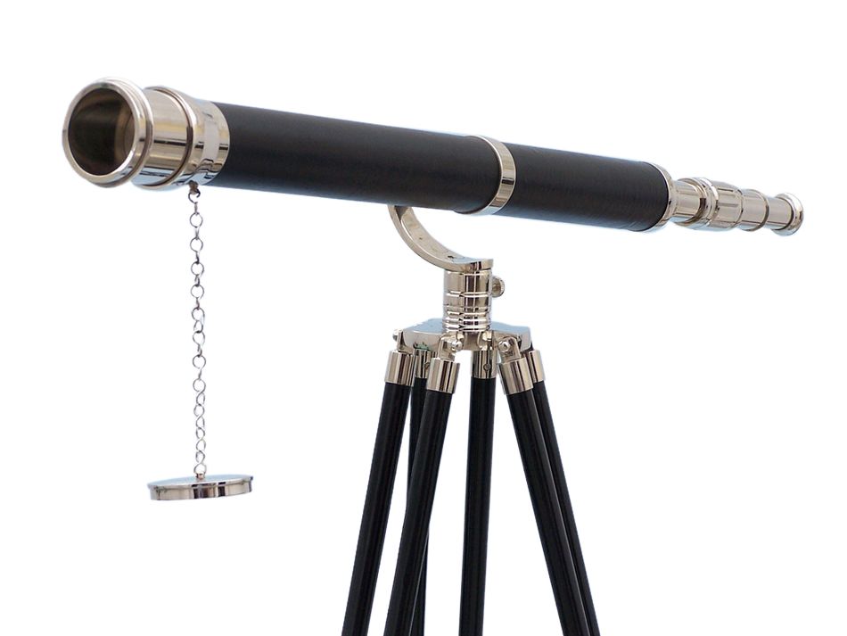 15x Power  65" Chrome/Leather Galileo Standing Telescope