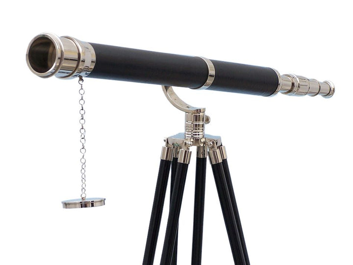 15x Power  65" Chrome/Leather Galileo Standing Telescope