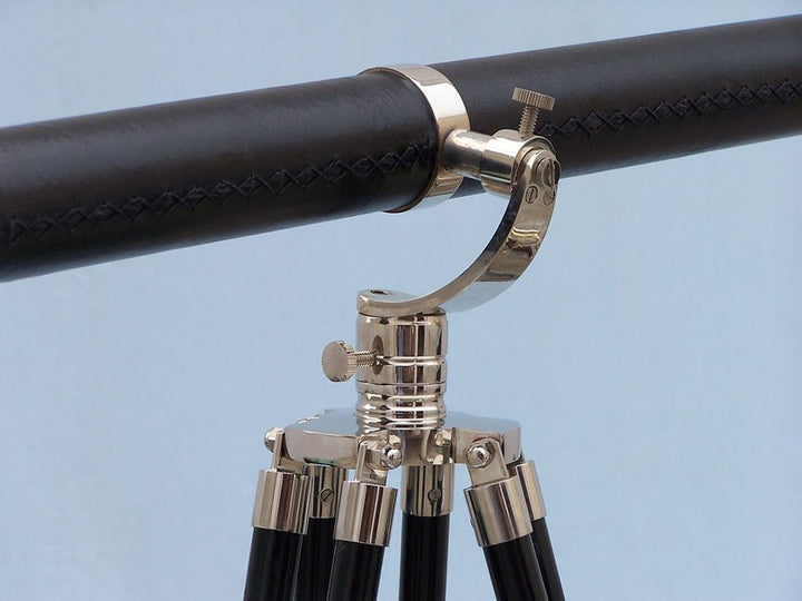 15x Power  65" Chrome/Leather Galileo Standing Telescope