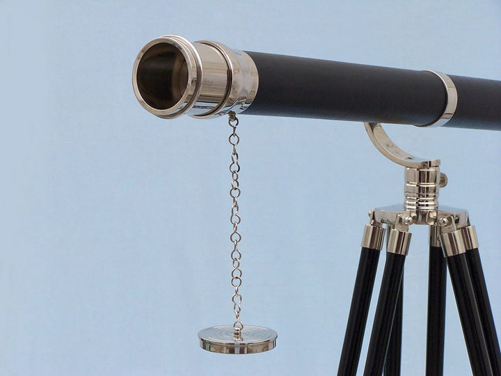 15x Power  65" Chrome/Leather Galileo Standing Telescope