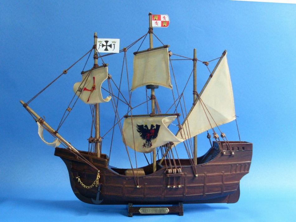 Columbus' Ships Wooden Santa Maria (14"), Nina (12") & Pinta Model (12") Ship Set (1:95 Scale)