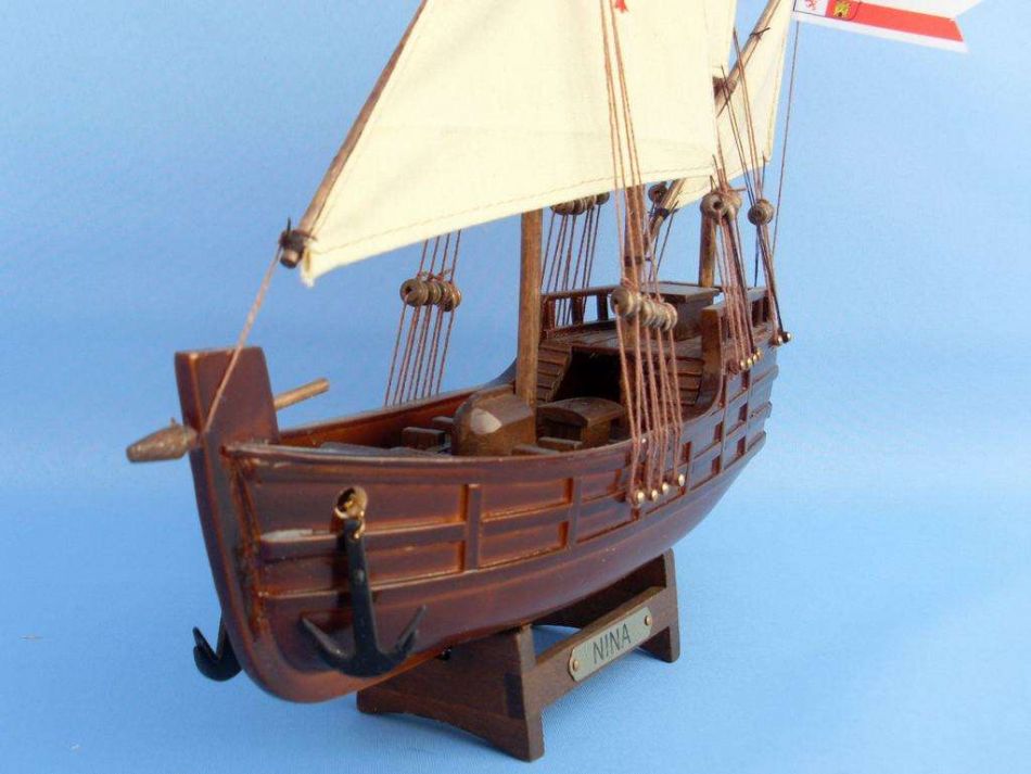 Columbus' Ships Wooden Santa Maria (14"), Nina (12") & Pinta Model (12") Ship Set (1:95 Scale)