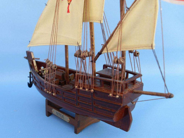 Columbus' Ships Wooden Santa Maria (14"), Nina (12") & Pinta Model (12") Ship Set (1:95 Scale)