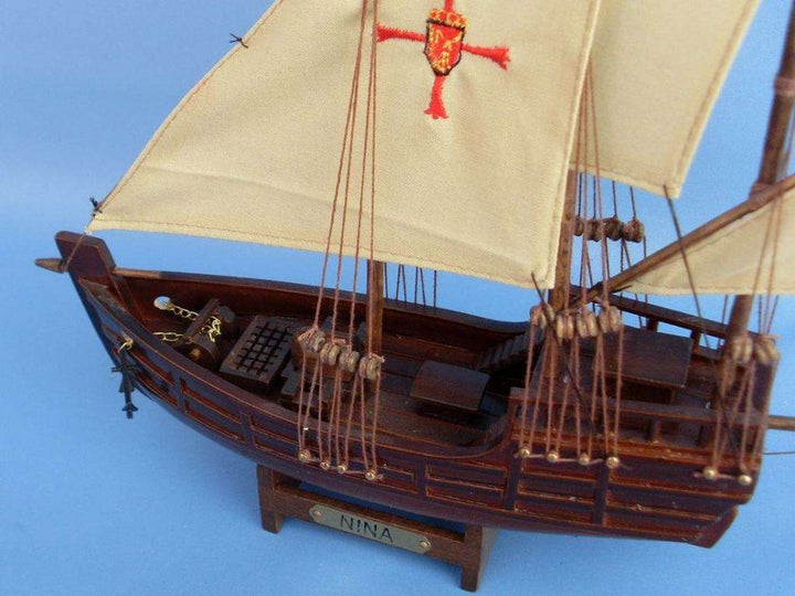 Columbus' Ships Wooden Santa Maria (14"), Nina (12") & Pinta Model (12") Ship Set (1:95 Scale)