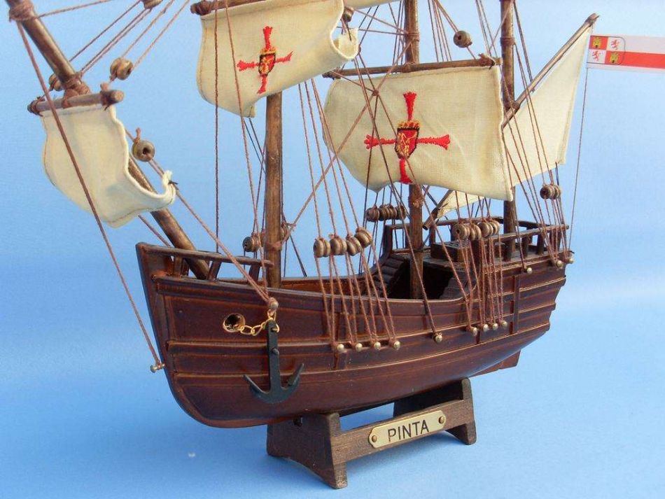 Columbus' Ships Wooden Santa Maria (14"), Nina (12") & Pinta Model (12") Ship Set (1:95 Scale)