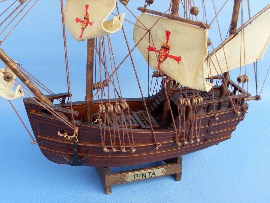 Columbus' Ships Wooden Santa Maria (14"), Nina (12") & Pinta Model (12") Ship Set (1:95 Scale)