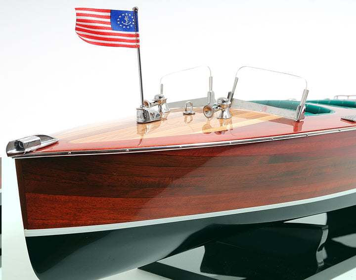 Handcrafted Chris Craft Painted Triple Cockpit Model Boat