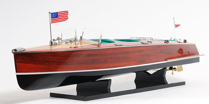 Handcrafted Chris Craft Painted Triple Cockpit Model Boat