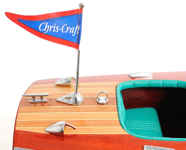 Handcrafted Chris Craft Painted Triple Cockpit Model Boat