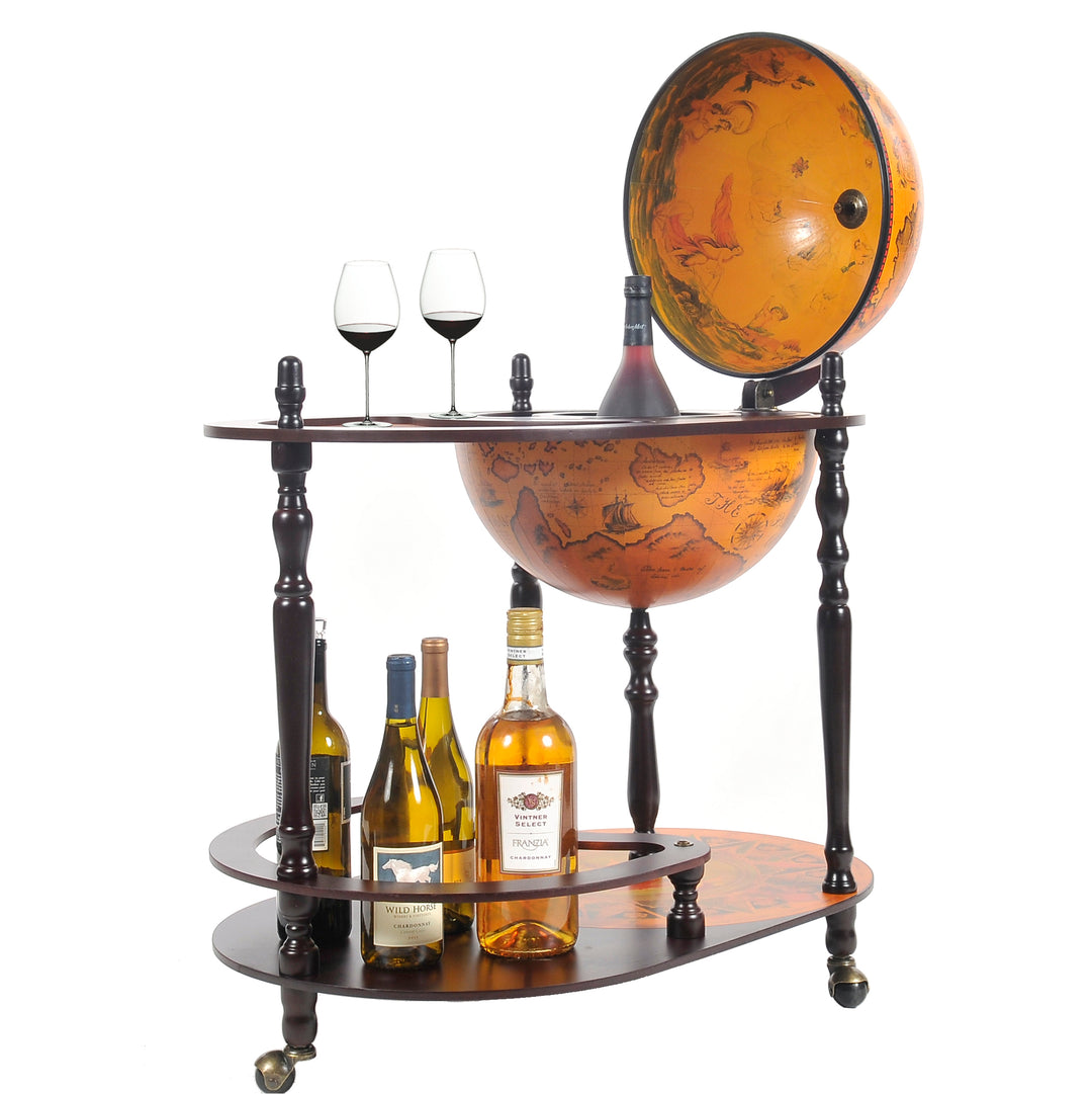 World Globe Bar Cart And Liquor Cabinet