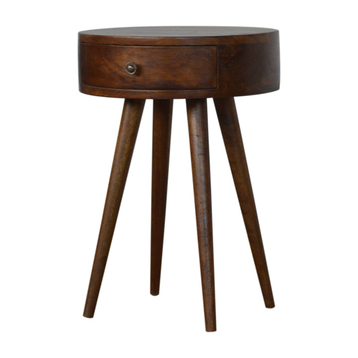 Artisan Furniture Nordic-Style Mango Wood Circular Nightstand IN1298