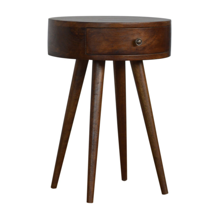 Artisan Furniture Nordic-Style Mango Wood Circular Nightstand IN1298