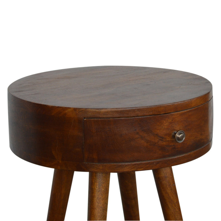 Artisan Furniture Nordic-Style Mango Wood Circular Nightstand IN1298