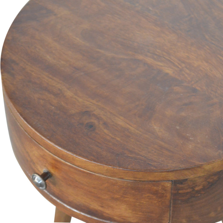 Artisan Furniture Nordic-Style Mango Wood Circular Nightstand IN1298