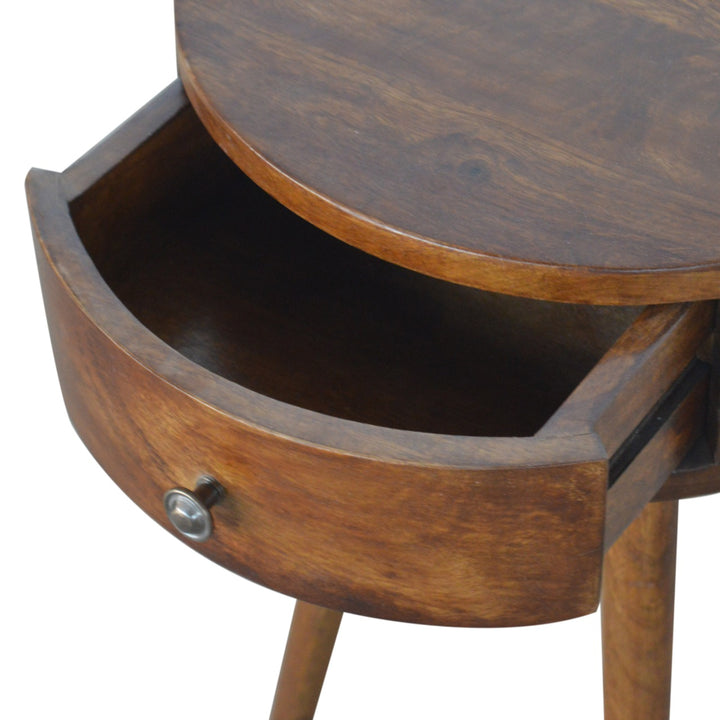 Artisan Furniture Nordic-Style Mango Wood Circular Nightstand IN1298