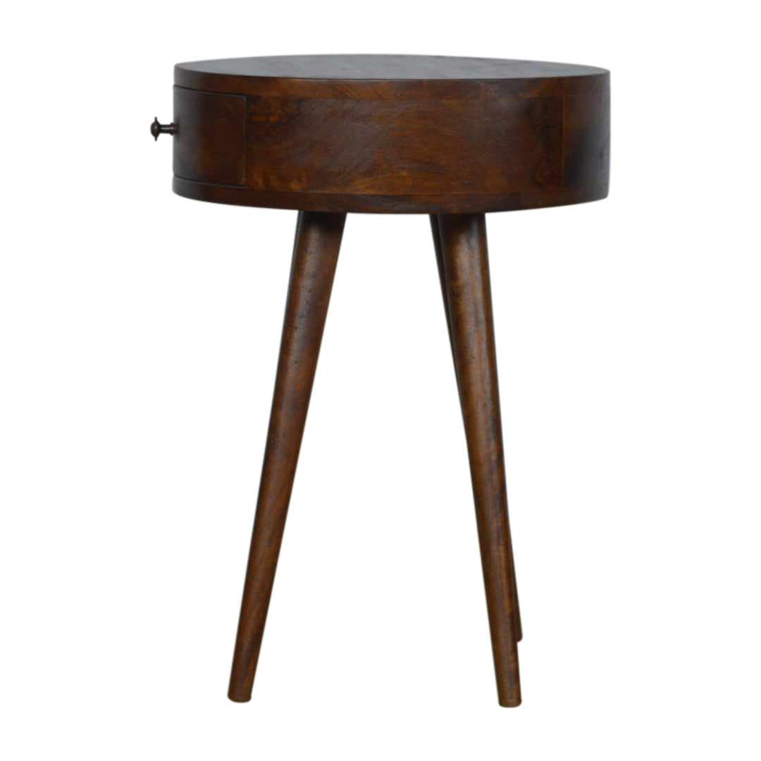 Artisan Furniture Nordic-Style Mango Wood Circular Nightstand IN1298