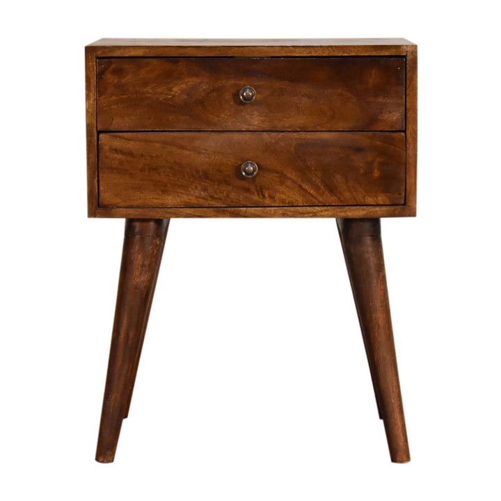 Artisan Furniture Modern Mango Wood Nightstand Chestnut Finish IN1569