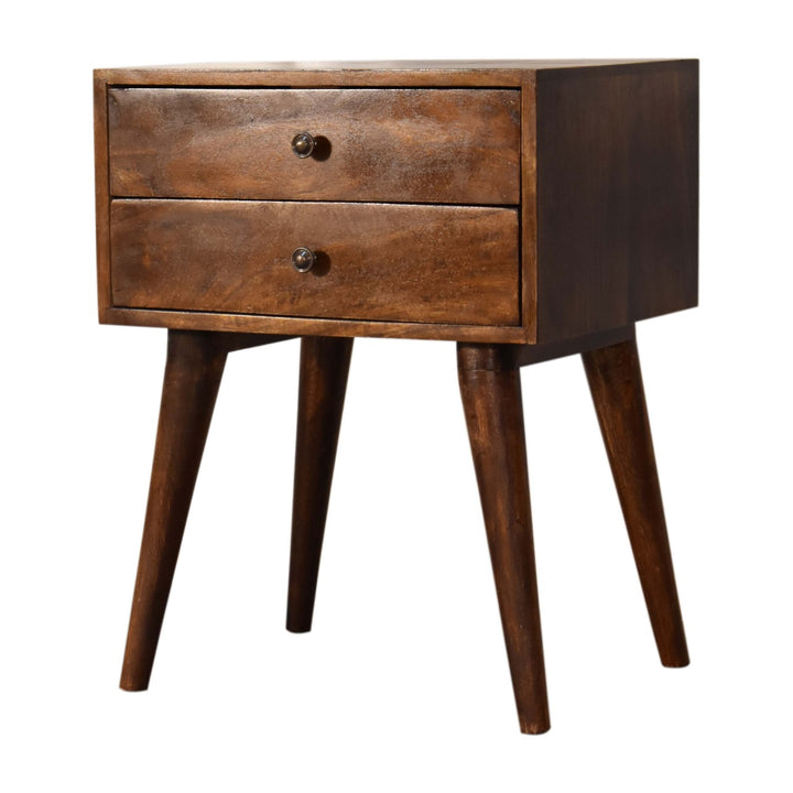 Artisan Furniture Modern Mango Wood Nightstand Chestnut Finish IN1569