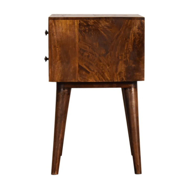 Artisan Furniture Modern Mango Wood Nightstand Chestnut Finish IN1569