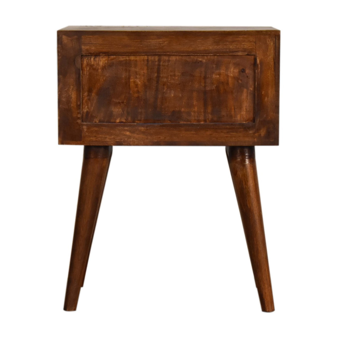 Artisan Furniture Modern Mango Wood Nightstand Chestnut Finish IN1569