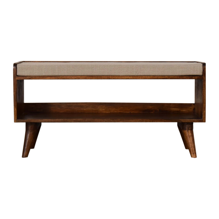 Artisan Furniture Nordic-Style Storage Bench w Chestnut Finish IN2108