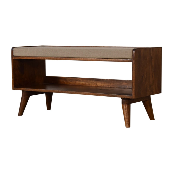 Artisan Furniture Nordic-Style Storage Bench w Chestnut Finish IN2108