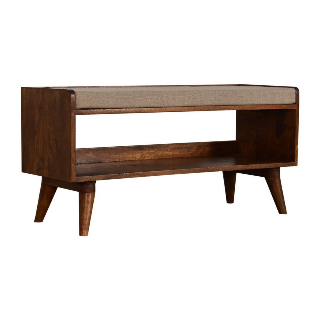 Artisan Furniture Nordic-Style Storage Bench w Chestnut Finish IN2108