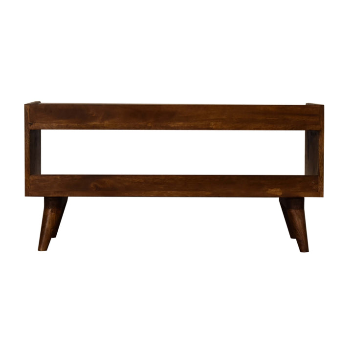 Artisan Furniture Nordic-Style Storage Bench w Chestnut Finish IN2108