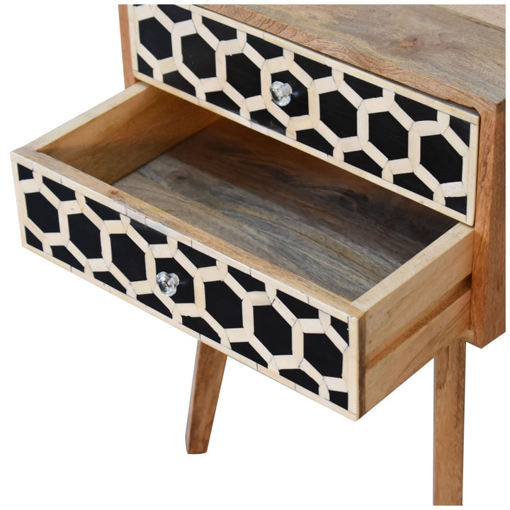 Artisan Furniture Mango Wood Bone Inlay Scandinavian Style Bedside Drawer IN2130