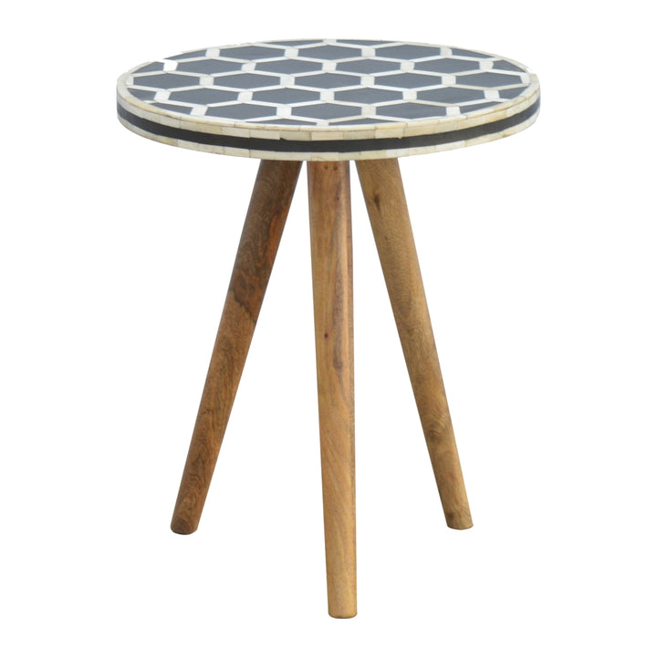 Artisan Furniture Mango Wood Bone Inlay Stool IN263