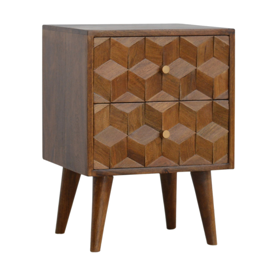 Artisan Furniture Mango Wood Nightstand Drawer Chestnut Finish IN781