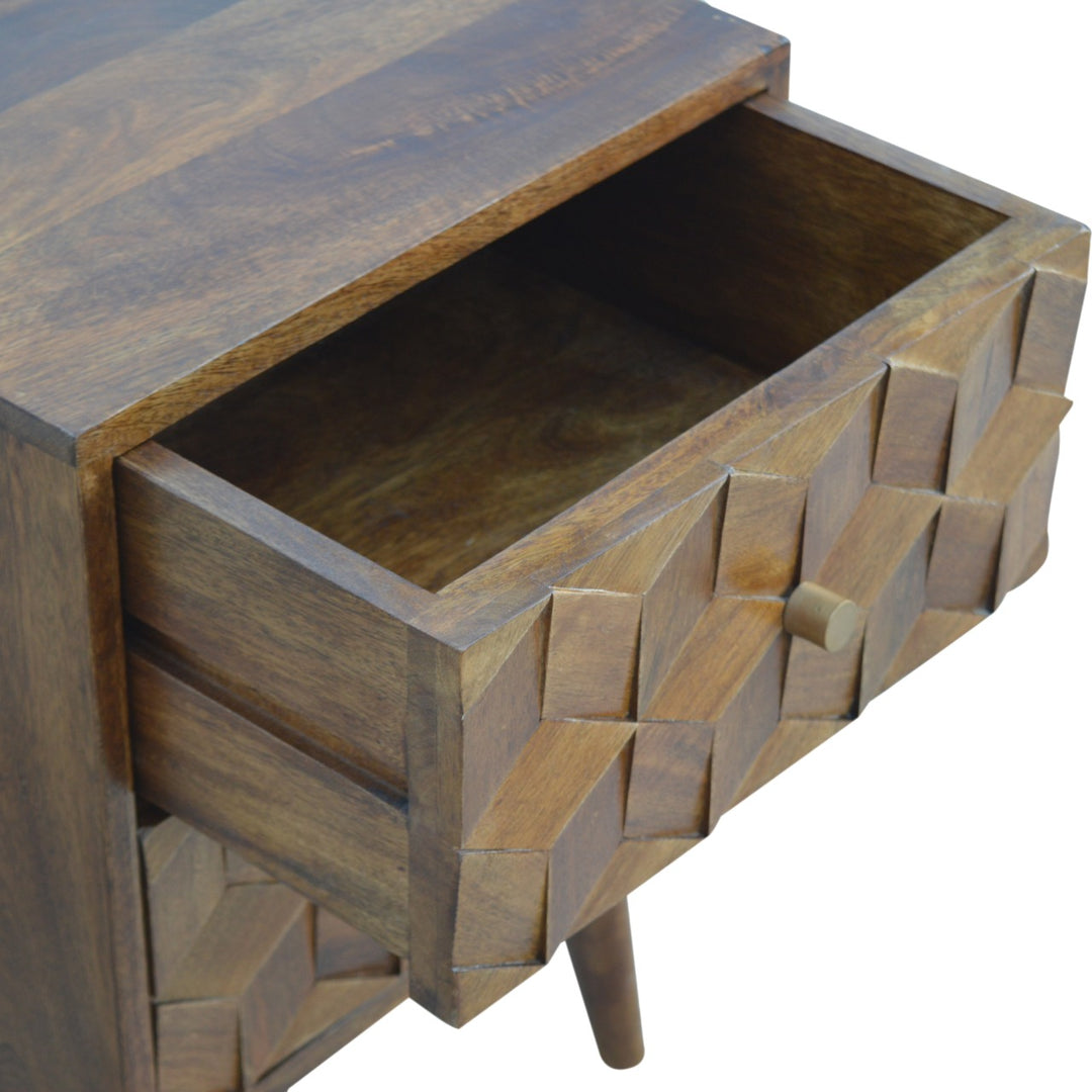 Artisan Furniture Mango Wood Nightstand Drawer Chestnut Finish IN781