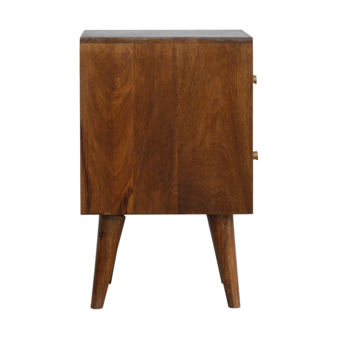 Artisan Furniture Mango Wood Nightstand Drawer Chestnut Finish IN781