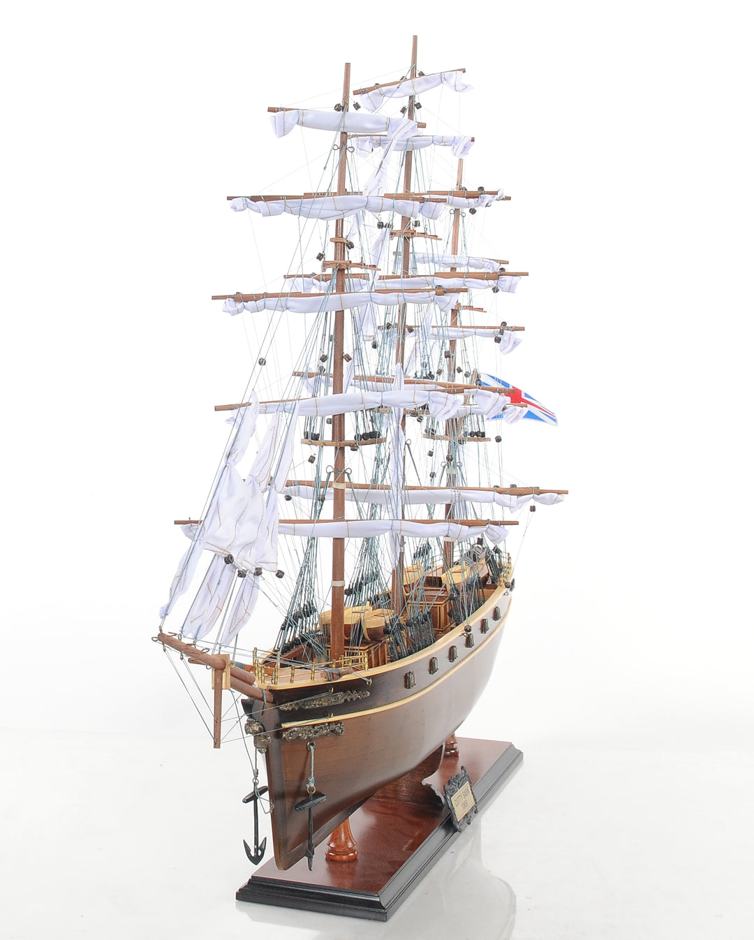 1800s Hand-Built Cutty Sark Clipper Ship Model w/Sails