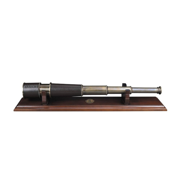 Authentic Models 21" Leather-Covered Bronze Spyglass & Stand, French Finish KA023F