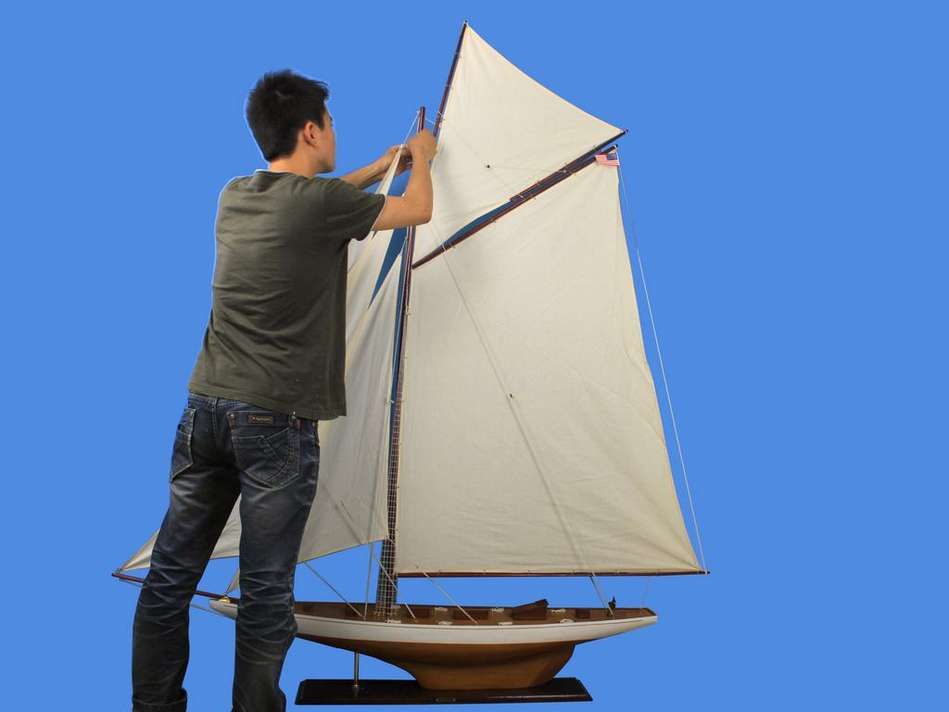 Large Model "Columbia" Yacht Wooden Sailboat 80"