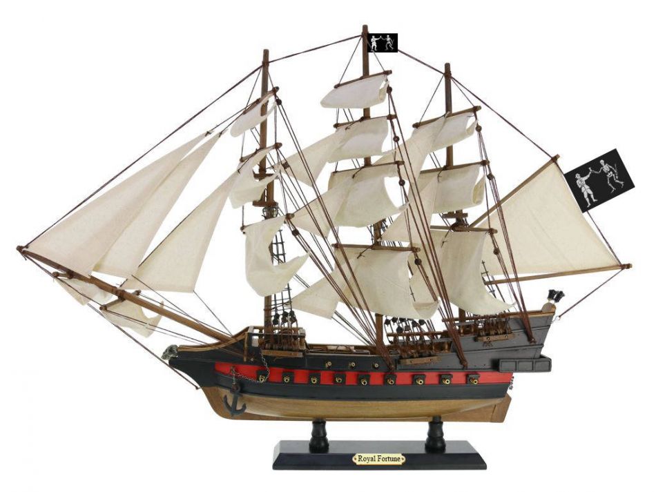 Limited Edition Black Bart's Royal Fortune White Sails Model Ship 26"